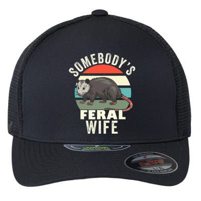 SomebodyS Feral Wife Funny Matching Family Retro Feral Cat Flexfit Unipanel Trucker Cap