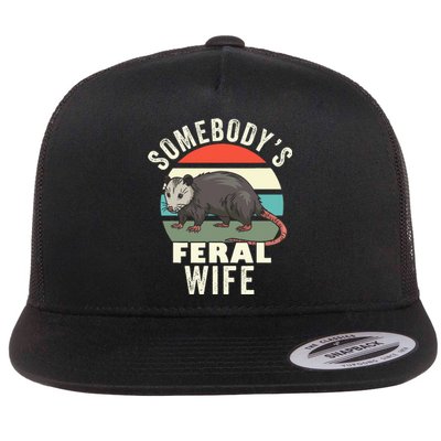 SomebodyS Feral Wife Funny Matching Family Retro Feral Cat Flat Bill Trucker Hat