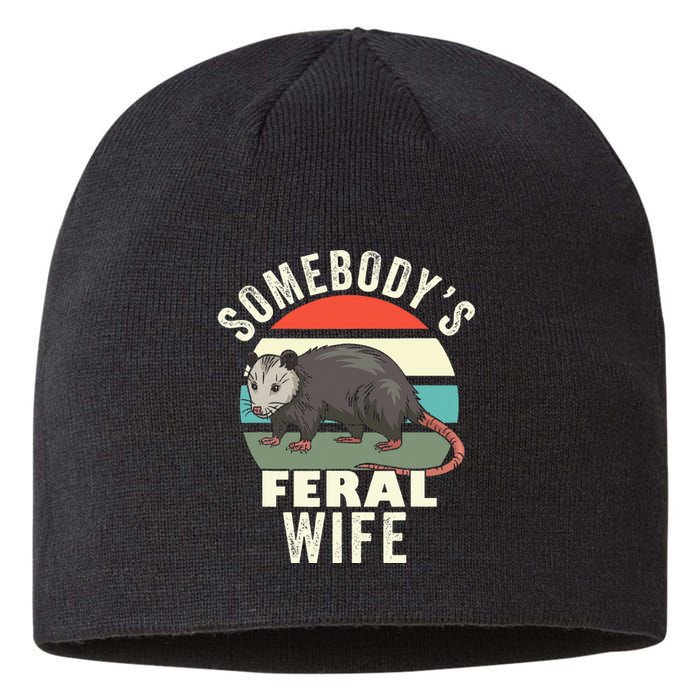 SomebodyS Feral Wife Funny Matching Family Retro Feral Cat Sustainable Beanie