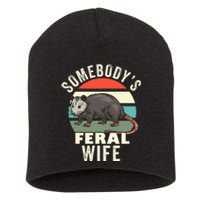 SomebodyS Feral Wife Funny Matching Family Retro Feral Cat Short Acrylic Beanie