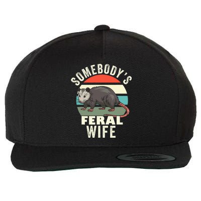 SomebodyS Feral Wife Funny Matching Family Retro Feral Cat Wool Snapback Cap