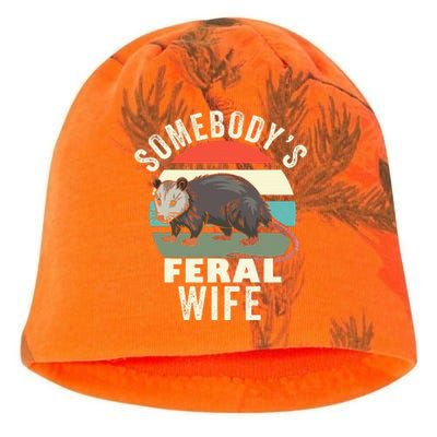 SomebodyS Feral Wife Funny Matching Family Retro Feral Cat Kati - Camo Knit Beanie