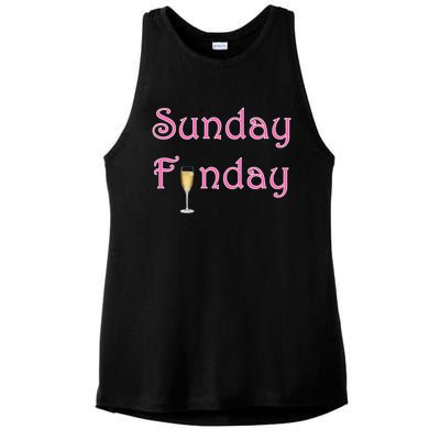 Sunday Funday Wine Champagne Ing Gift Ladies PosiCharge Tri-Blend Wicking Tank