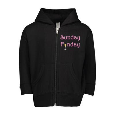 Sunday Funday Wine Champagne Ing Gift Toddler Zip Fleece Hoodie