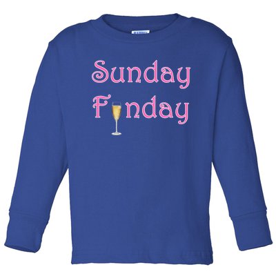 Sunday Funday Wine Champagne Ing Gift Toddler Long Sleeve Shirt