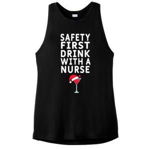 Safety First With A Nurse Funny Christmas Funny Nurse Funny Gift Ladies PosiCharge Tri-Blend Wicking Tank