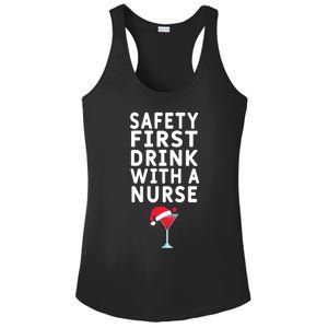 Safety First With A Nurse Funny Christmas Funny Nurse Funny Gift Ladies PosiCharge Competitor Racerback Tank