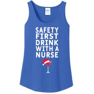 Safety First With A Nurse Funny Christmas Funny Nurse Funny Gift Ladies Essential Tank