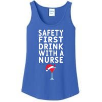 Safety First With A Nurse Funny Christmas Funny Nurse Funny Gift Ladies Essential Tank