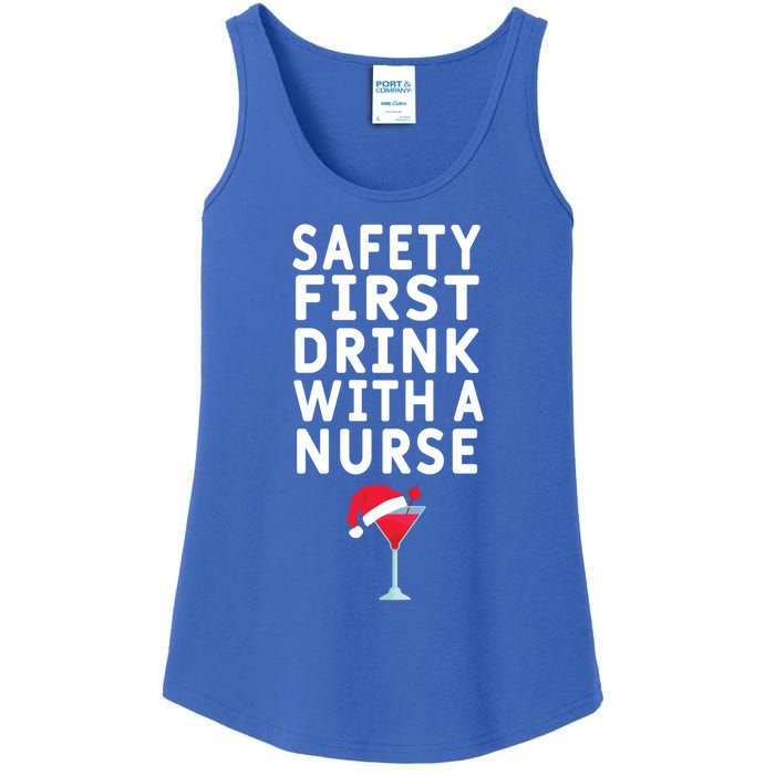 Safety First With A Nurse Funny Christmas Funny Nurse Funny Gift Ladies Essential Tank