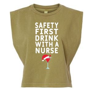 Safety First With A Nurse Funny Christmas Funny Nurse Funny Gift Garment-Dyed Women's Muscle Tee