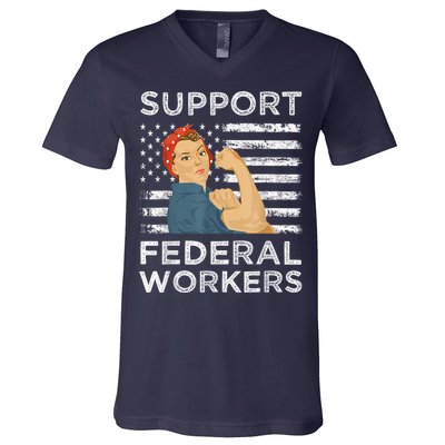 Support Federal Workers Protect Defend Employees Jobs V-Neck T-Shirt