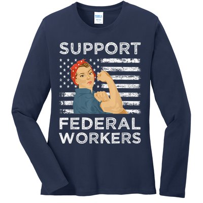 Support Federal Workers Protect Defend Employees Jobs Ladies Long Sleeve Shirt