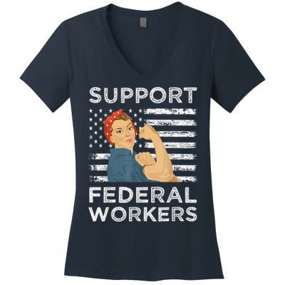 Support Federal Workers Protect Defend Employees Jobs Women's V-Neck T-Shirt