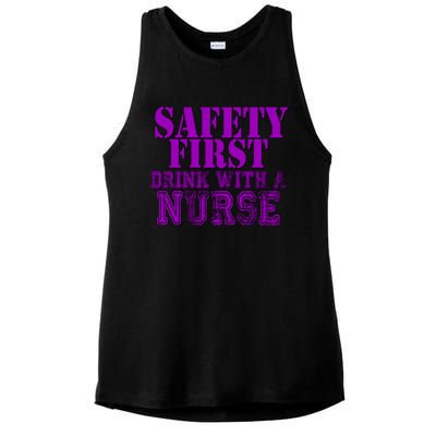 Safety First With A Nurse Funny Ing Funny Gift Rn Ladies PosiCharge Tri-Blend Wicking Tank