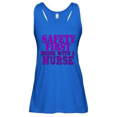 Safety First With A Nurse Funny Ing Funny Gift Rn Ladies Essential Flowy Tank