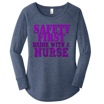 Safety First With A Nurse Funny Ing Funny Gift Rn Women's Perfect Tri Tunic Long Sleeve Shirt