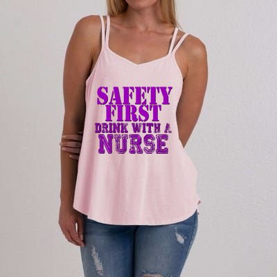 Safety First With A Nurse Funny Ing Funny Gift Rn Women's Strappy Tank