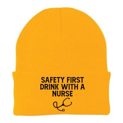 Safety First With A Nurse Funny Sarcastic Nursing Gift Knit Cap Winter Beanie