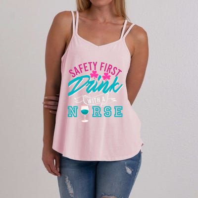 Safety First With A Nurse Funny Funny Gift Present Gift Women's Strappy Tank