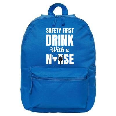 Safety First With A Nurse Humor Funny Wine Gift 16 in Basic Backpack