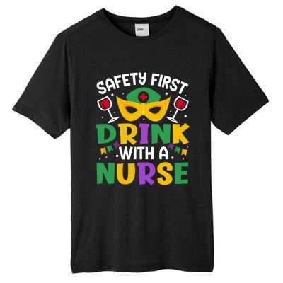 Safety First With A Nurse Mardi Gras Party Nurse Gift Tall Fusion ChromaSoft Performance T-Shirt