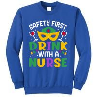 Safety First With A Nurse Mardi Gras Party Nurse Gift Sweatshirt