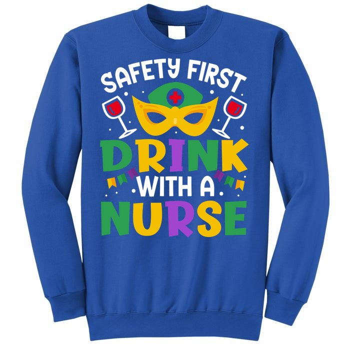 Safety First With A Nurse Mardi Gras Party Nurse Gift Sweatshirt