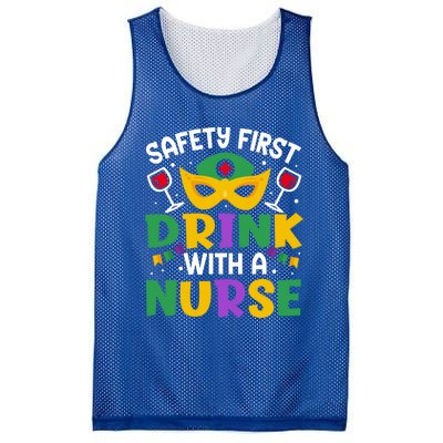 Safety First With A Nurse Mardi Gras Party Nurse Gift Mesh Reversible Basketball Jersey Tank