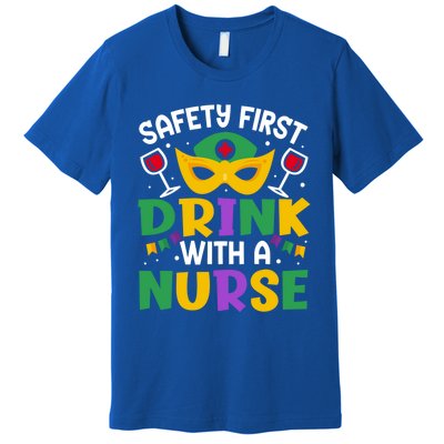 Safety First With A Nurse Mardi Gras Party Nurse Gift Premium T-Shirt