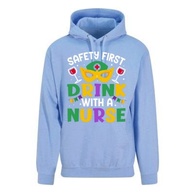 Safety First With A Nurse Mardi Gras Party Nurse Gift Unisex Surf Hoodie