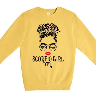 Scorpio Face Wink Eyes Lady Face Birthday Funny Gift Premium Crewneck Sweatshirt