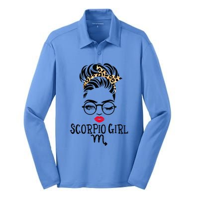 Scorpio Face Wink Eyes Lady Face Birthday Funny Gift Silk Touch Performance Long Sleeve Polo