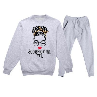 Scorpio Face Wink Eyes Lady Face Birthday Funny Gift Premium Crewneck Sweatsuit Set