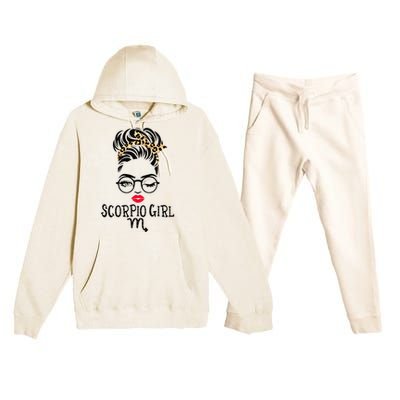 Scorpio Face Wink Eyes Lady Face Birthday Funny Gift Premium Hooded Sweatsuit Set