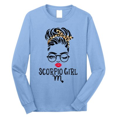 Scorpio Face Wink Eyes Lady Face Birthday Funny Gift Long Sleeve Shirt