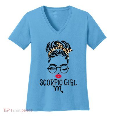 Scorpio Face Wink Eyes Lady Face Birthday Funny Gift Women's V-Neck T-Shirt