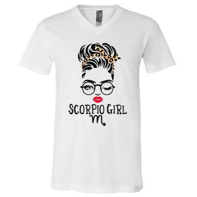 Scorpio Face Wink Eyes Lady Face Birthday Funny Gift V-Neck T-Shirt