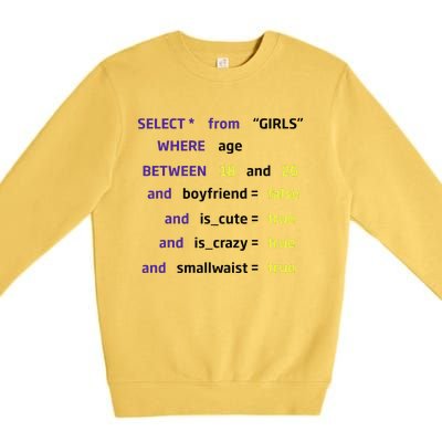 Select From Where Age Between 18 And 26 Premium Crewneck Sweatshirt