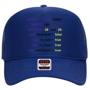 Select From Where Age Between 18 And 26 High Crown Mesh Back Trucker Hat