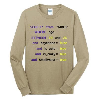 Select From Where Age Between 18 And 26 Tall Long Sleeve T-Shirt