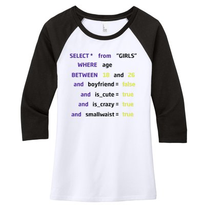 Select From Where Age Between 18 And 26 Women's Tri-Blend 3/4-Sleeve Raglan Shirt