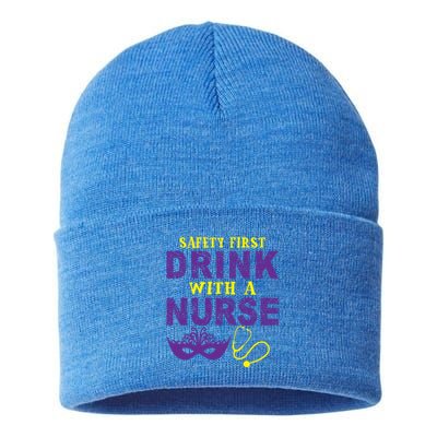 Safety First With A Nurse Medical Mardi Gras Gift Sustainable Knit Beanie