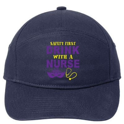 Safety First With A Nurse Medical Mardi Gras Gift 7-Panel Snapback Hat