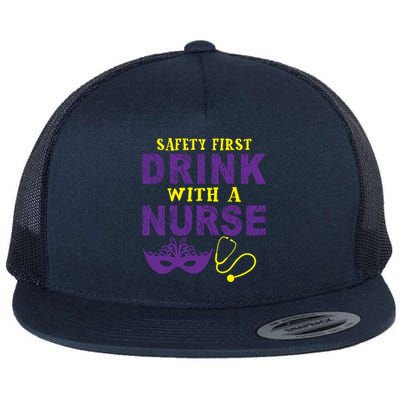 Safety First With A Nurse Medical Mardi Gras Gift Flat Bill Trucker Hat