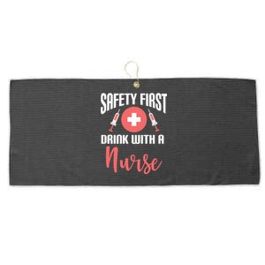 Safety First With A Nurse Medical Funny Gift Large Microfiber Waffle Golf Towel