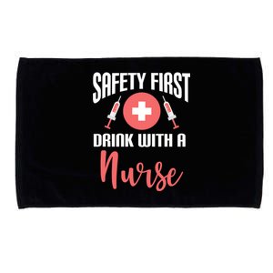 Safety First With A Nurse Medical Funny Gift Microfiber Hand Towel