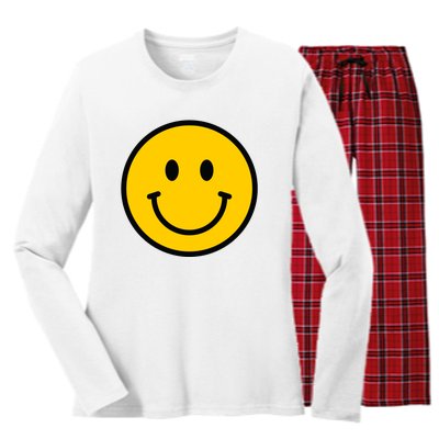 Smiling Face With Smiling Eyes Emoji Happy Face Women's Long Sleeve Flannel Pajama Set 