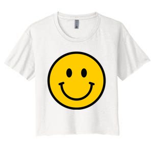 Smiling Face With Smiling Eyes Emoji Happy Face Women's Crop Top Tee