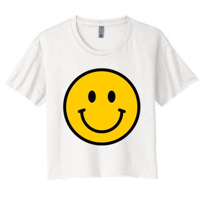 Smiling Face With Smiling Eyes Emoji Happy Face Women's Crop Top Tee